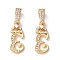 Eco-Friendly Brass Micro Pave Cubic Zirconia Pendants, Long-Lasting Plated, Real 18K Gold Plated, Cadmium Free & Lead Free, Letter, Letter.E, 16~20x7~11.5x1.5~2.2mm, Hole: 6.5x3.5mm
