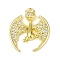 Brass Micro Pave Clear Cubic Zirconia Pendants, Cadmium Free & Nickel Free & Lead Free, Dragon Shape Charms, Golden, 17.5x15.5x3mm, Hole: 1mm