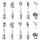 100Pcs 10 Styles Alloy Pendants, Wine Bottle & Lemon Juice & Cocktail & Coke, Antique Silver, 15~24x5.5~16x1~6mm, Hole: 1.4~2.5mm, 10pcs/style