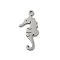 Non-Tarnish 201 Stainless Steel Pendants, Laser Cut, Stainless Steel Color, Sea Horse, 16x8x1mm, Hole: 1mm