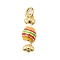 Brass Enamel Pendants, Long-Lasting Plated, Lead Free & Cadmium Free, with Jump Ring, Candy Charm, Rack Plating, Real 18K Gold Plated, 17.5x6.5x6mm, Hole: 3.5mm