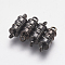 Brass Magnetic Clasps with Loops, Long-Lasting Plated, Column, Gunmetal, 17x6mm, Hole: 2mm