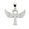 Brass Micro Pave Cubic Zirconia Pendants, Long-Lasting Plated, Angel, Platinum, 27.5x33x3.5mm, Hole: 9.5x4.5mm