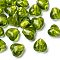 Handmade Silver Foil Glass Beads, Heart, Yellow Green, 12x12x8mm, Hole: 2mm