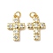 Brass Micro Pave Cubic Zirconia Pendants, with Jump Ring, Cross, Lead Free & Cadmium Free, Long-Lasting Plated, Real 18K Gold Plated, 17.5x11x2.5mm, Hole: 3mm