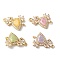 Brass Pave Clear Cubic Zirconia Flower Teardrop Links Connector Charms, with Glass, Nickel Free, Golden, Mixed Color, 14x20x5mm, Hole: 1mm