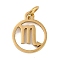 Ion Plating(IP) 304 Stainless Steel Charms, with Jump Ring, Laser Cut, Real 18K Gold Plated, Ring with Constellation Charm, Scorpio, 13.5x11x1mm, Hole: 3mm