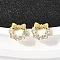 Bowknot 925 Sterling Silver Micro Pave Clear Cubic Zirconia Stud Earrings, Golden, 9.5x10mm