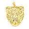 Brass Pendants, Cadmium Free & Nickel Free & Lead Free, Leopard Head, Real 18K Gold Plated, 36x30x11mm, Hole: 4x3.5mm