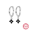 Anti-Tarnish Rhodium Plated Platinum 925 Sterling Silver Flower Dangle Hoop Earrings, Black, 19x8.5mm