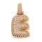Brass Micro Pave Cubic Zirconia Pendants, Nickel Free, Real 18K Gold Plated, Clear, Letter E, 18.5~24x12.5~25.5x5~5.5mm, Hole: 5x3mm