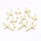 304 Stainless Steel Pendants, Cross, Golden, 23x12.5x0.7mm, Hole: 1.5mm