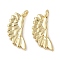 Brass Pendants, Wing Charms, Long-Lasting Plated, Lead Free & Cadmium Free, Real 18K Gold Plated, 13x6x1.5mm, Hole: 1.2mm