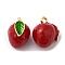 Brass Enamel Charms, Cadmium Free & Nickel Free & Lead Free, Strawberry Charm, Real 18K Gold Plated, 10.5x8.5x7.5mm, Hole: 1mm