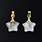 Natural Quartz Crystal Charms, Rock Crystal Charms, with Golden Plated Brass Pinch Bail, Star, Star: 12x12.5x5.5mm, Hole: 3.5x4mm