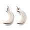 Brass Pendants, Moon Charms, Rack Plating, Lasting Plated, Cadmium Free & Lead Free, with Jump Ring, Platinum, 13.5x8x1.5mm, Hole: 2mm