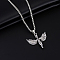 Alloy Pendant 201 Stainless Steel  Chain Necklaces for Men, Antique Silver, Angel & Fairy, 27.56 inch(70cm)