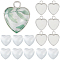 DIY Blank Heart Dome Pendant Making Kit, Including 304 Stainless Steel Pendant Settings, Glass Cabochons, Stainless Steel Color, 120Pcs/box