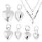 6Pcs 3 Styles 925 Sterling Silver Heart Charms with Jump Rings, Silver, 7~10x5~8x3~5mm, Hole: 2~3mm, 2pcs/style