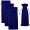 4Pcs Velvet Wine Bottle Packing Pouches, Drawstring Bags, Rectangle, Midnight Blue, 37.5x15.2x0.7cm