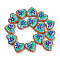 Handmade Heart Lampwork Beads Strands, Grape, Turquoise, 24x24x11mm, Hole: 1.4mm, about 15pcs/strand, 14.17''(36cm)