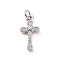 Brass Micro Pave Cubic Zirconia Pendants, Cadmium Free & Lead Free, with Jump Ring, Religion Cross Charms, Platinum, 15.5x8x2mm, Hole: 2.8mm