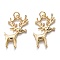Christmas Real 18K Gold Plated Brass Micro Pave Cubic Zirconia  Pendants, with Jump Ring, Deer, Clear, 26x18x3.5mm, Hole: 3.4mm