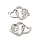 Brass Micro Pave Clear Cubic Zirconia Connector Charms, Cadmium Free & Nickel Free & Lead Free, Heart Links, Platinum, 17x26.5x3mm, Hole: 1.5mm