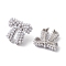 Bowknot Brass Stud Earrings, with Plastic Pearl, Long-Lasting Plated, Lead Free & Cadmium Free, Platinum, 20x21.5mm