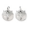 Natural Quartz Crystal Flat Round Pendants, Brass Dragon Rock Crystal Charms, Platinum, Rack Plating, Cadmium Free & Lead Free, 31.5x27x7.5~8.5mm, Hole: 8x5mm