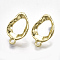 Alloy Stud Earring Findings, with Steel Pins, with Loop, Oval, Light Gold, 21.5x14mm, Hole: 2mm, Pin: 0.7mm