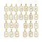 Brass Micro Pave Cubic Zirconia Pendants, Cadmium Free & Nickel Free & Lead Free, with Shell, Rectangle with Alphabet, Real 18K Gold Plated, 19x12x2.5mm, Hole: 4.5x3.5mm, 26pcs/set