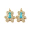 Brass Micro Pave Cubic Zirconia with Synthetic Opal Pendants, with Jump Ring, Cadmium Free & Lead Free, Bear, Real 18K Gold Plated, 21x17x3.5mm