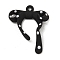 Spray Painted Alloy Pendants, Lead Free & Cadmium Free & Nickel Free, Bowknot Charms, Black, 24.5x20x5mm, Hole: 1.6mm