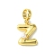 Rack Plating Brass with ABS Plastic Pearl European Dangle Charms, Large Hole Pendants, Long-Lasting Plated, Lead Free & Cadmium Free, Real 18K Gold Plated, Letter Z, 22mm long, hole: 5mm, pendant: 14x11x5mm