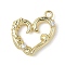 Brass Pendants, Heart Charms, Rack Plating, Lead Free & Cadmium Free, Real 18K Gold Plated, 14x13x2mm, Hole: 1.2mm