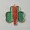 Saint Patrick's Day Glitter Alloy Enamel Pendants, Light Gold, Clover, 27.5x25x2mm, Hole: 2mm