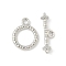 Textured Ring Alloy Toggle Clasps, Cadmium Free & Lead Free, Rack Plating, Platinum, Rings: 16.5x13x2mm, Hole: 2mm, Bar: 7x20.5x4.5mm, hole: 2mm