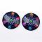 Glass Cabochons, Half Round/Dome, Kaleidoscope Pattern, Marine Blue, 25x6mm