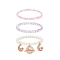 3Pcs 3 Style Shell Pearl & Glass Seed Beaded Stretch Bracelets Set, Alloy Enamel Moon & Star Charms Bracelets for Women, Pink, Inner Diameter: 2-1/8~2-1/4 inch(5.3~5.7cm), 3pcs/set