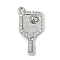 Brass Micro Pave Cubic Zirconia Pendants, Long-Lasting Plated, Cadmium Free & Lead Free, Rack Plating, Racket with Ball, Platinum, 19x9.5x2.5mm, Hole: 1.4mm
