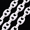 Handmade Opaque Acrylic Coffee Bean Chains, Oval, White, Link: 27x17x9mm, Oval: 18.5x11.5x4.5mm, about 3.28 Feet(1m)/strand