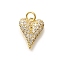 Brass Micro Pave Clear Cubic Zirconia Pendants, with Jump Ring, Long-Lasting Plated, Lead Free & Cadmium Free,  Heart Charms, Real 18K Gold Plated, 14x11.5x3mm, Hole: 3.5mm
