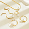 201 Stainless Steel Snake Bone Chain Bracelets & Earrings & Necklaces & Rings Sets, with Round Imitation Pearl, White