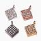 Brass Cubic Zirconia Charms, Rhombus, Mixed Color, 10.5x8x2mm, Hole: 0.7mm