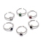 Brass Micro Pave Cubic Zirconia Cuff Rings, Open Solitaire Rings, Long-Lasting Plated, Star, Platinum, Mixed Color, US Size 6 3/4(17.1mm)
