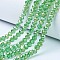 Electroplate Glass Beads Strands, AB Color Plated, Faceted, Rondelle, Light Green, 4x3mm, Hole: 0.4mm, about 110~115pcs/strand, 39~40cm