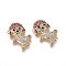 Brass Micro Pave Cubic Zirconia Puppy Links connectors, Poodle Dog Findings, Colorful, Golden, 21x14.5x4.5mm, Hole: 1.2mm