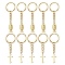 Brass & Tibetan Style Alloy Keychain, with Iron Split Key Rings, Cross/Jesus Fish Charms, Antique Golden, 7.6cm, 10pcs/set