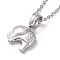 Non-Tarnish 304 Stainless Steel Elephant Pendant Necklace for Women, Stainless Steel Color, 19.69 inch(50cm)